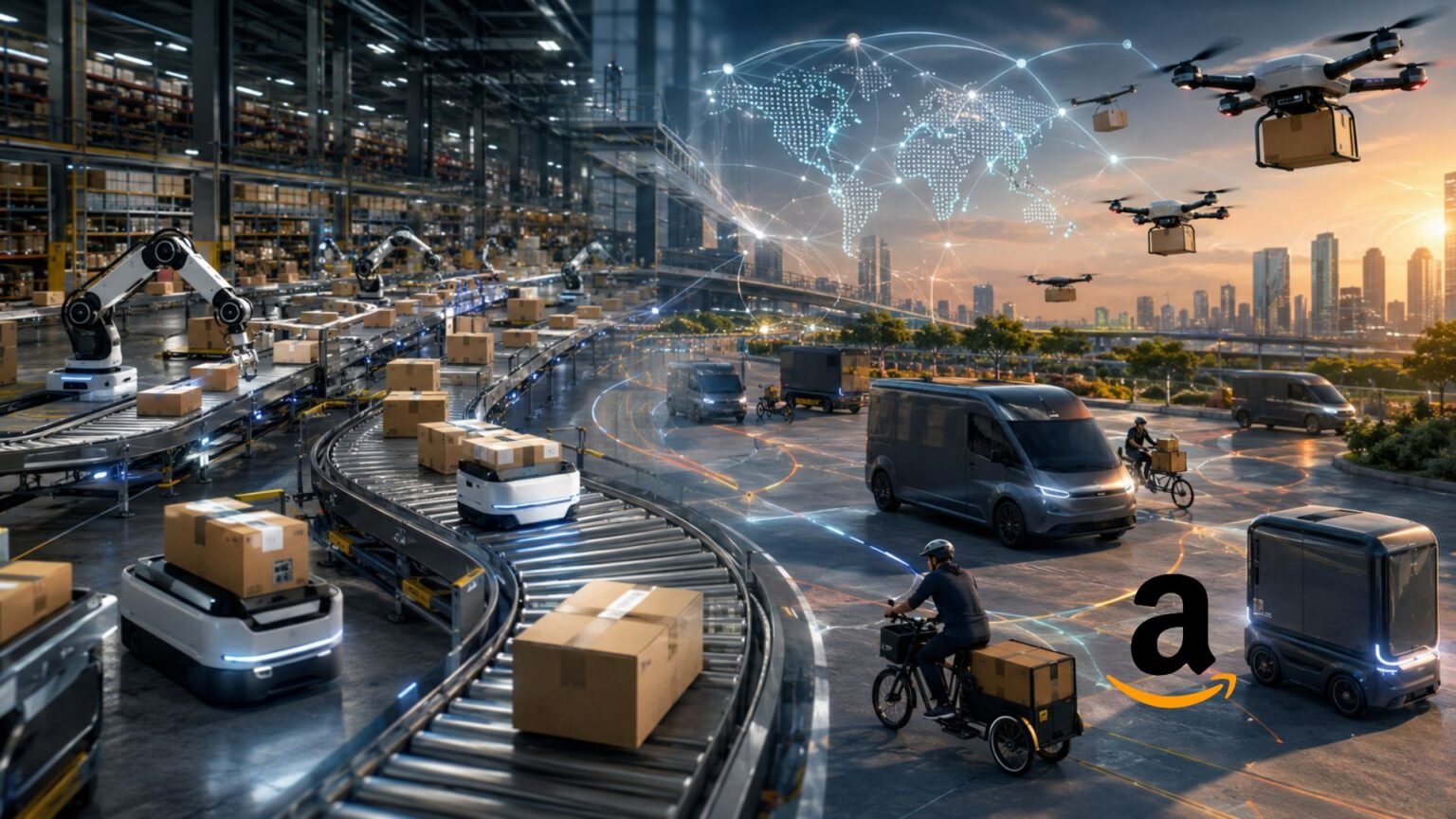Amazon future of shipping with AI robots electric vans and delivery drones