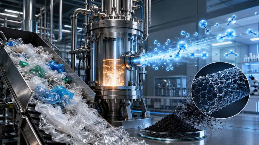 Plastic waste hydrogen research converting LDPE into hydrogen and carbon nanomaterials