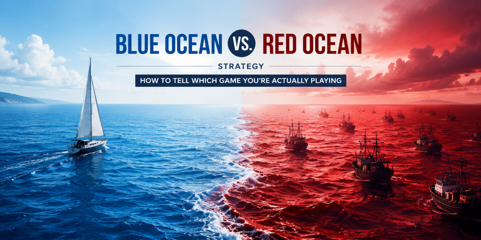 Blue ocean vs red ocean strategy comparison for modern businesses and startups