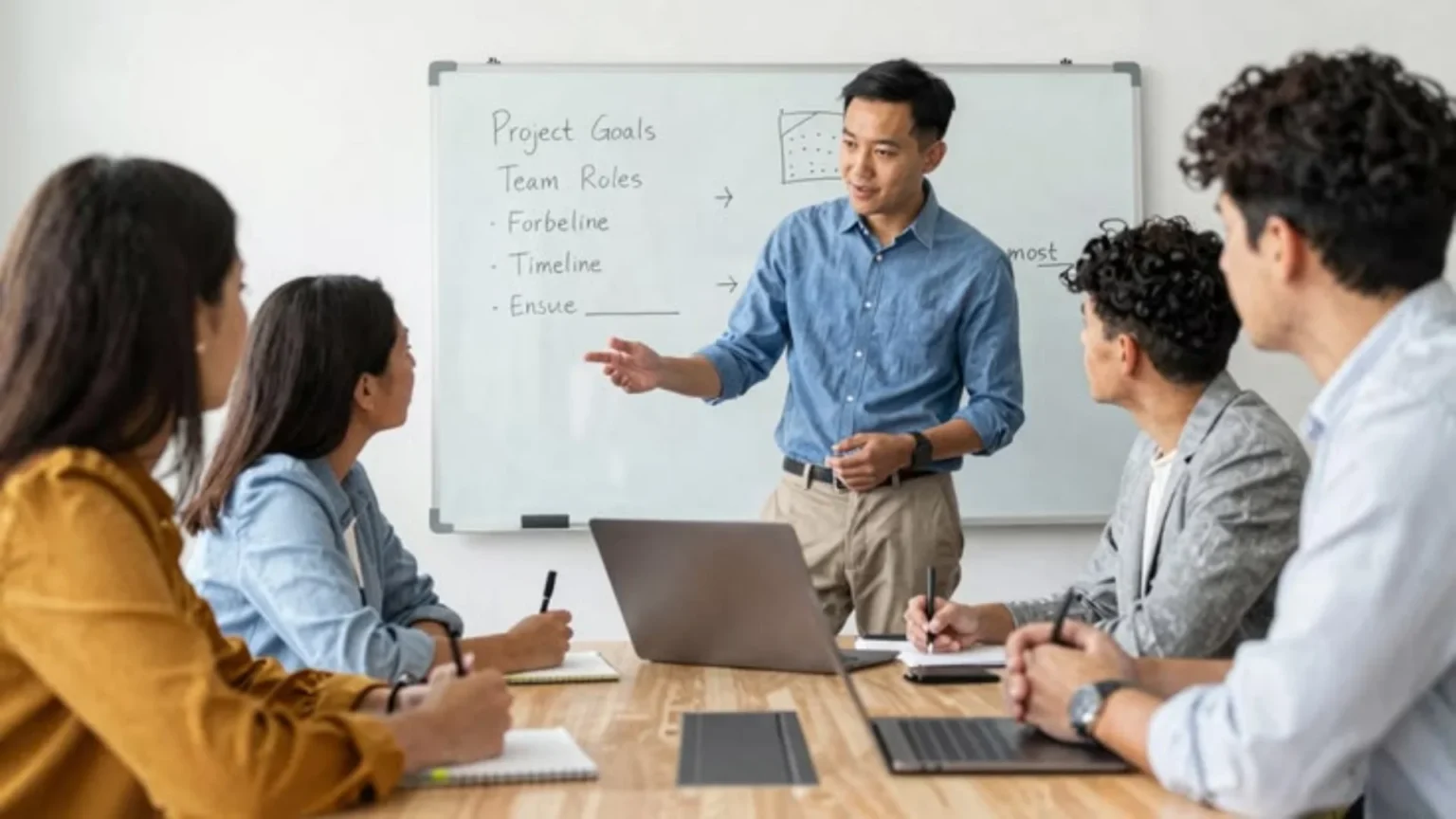 Leader practising effective delegation by transferring responsibility and decision-making authority to a team member