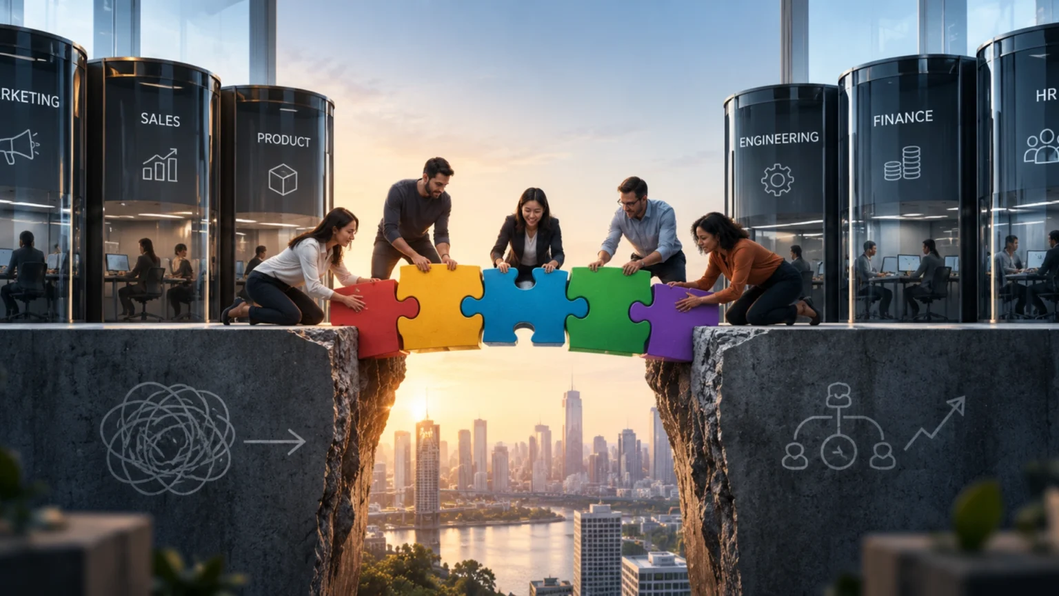 Cross-department projects bringing employees from different functions and seniority levels together