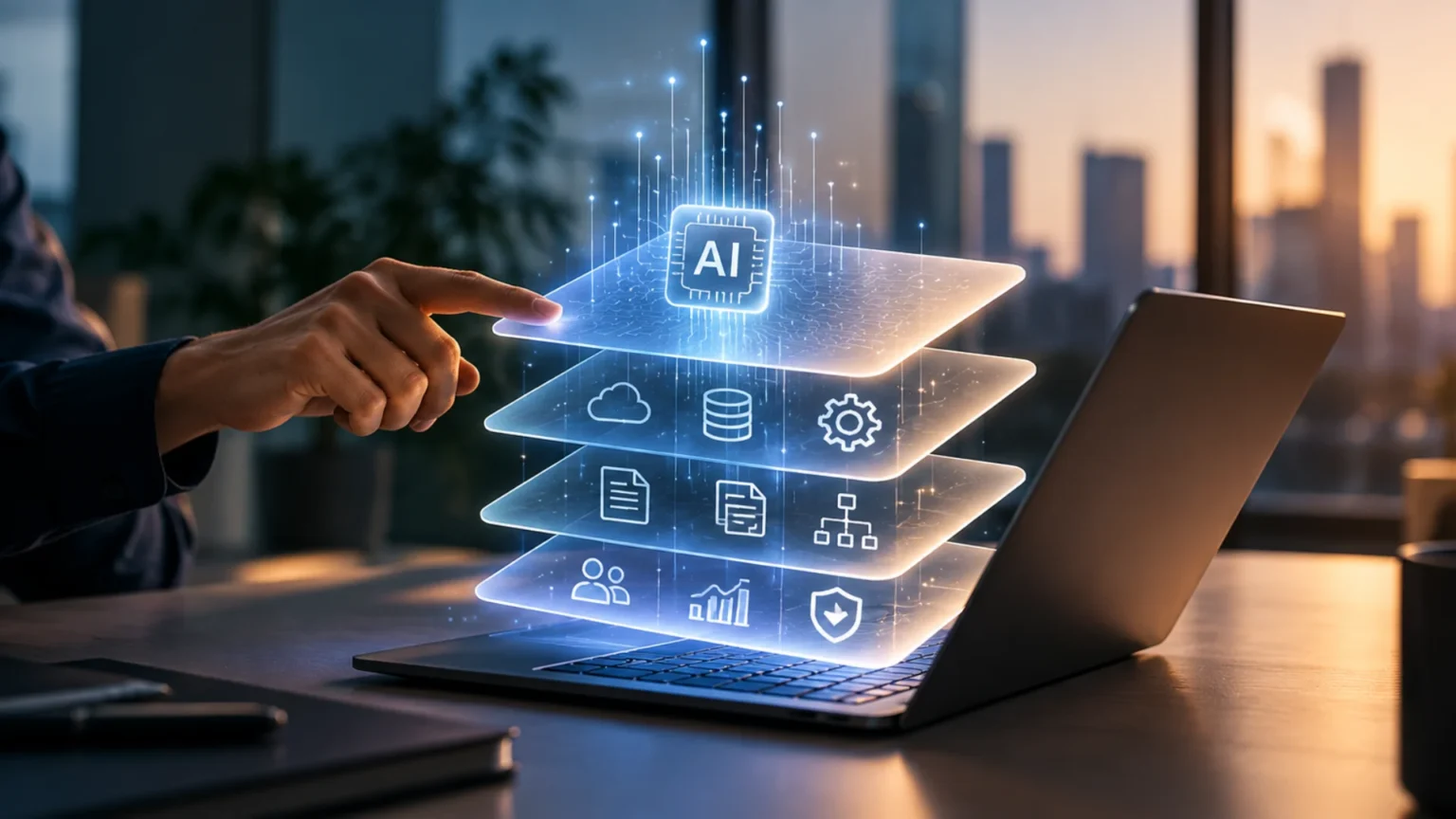 AI operating layer connecting enterprise models with trusted data, governed workflows, security controls and measurable business outcomes